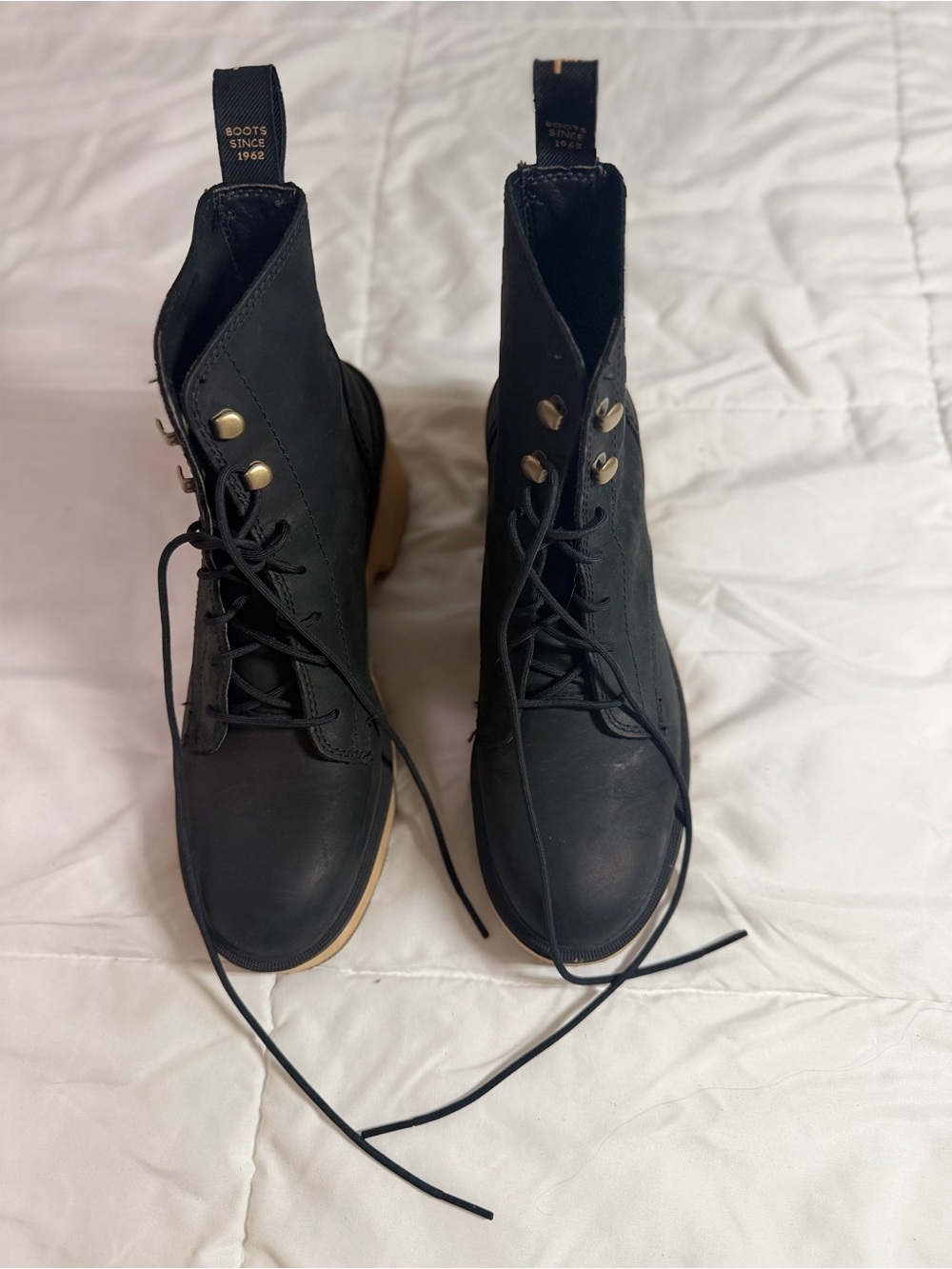 Sorel Black Lace-Up Platform Ankle Boots -